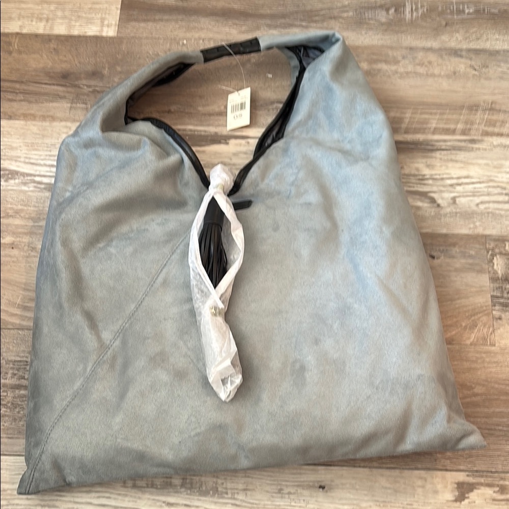 MarlaWynne Dusty Blue/Gray Tote Bag with Drawstring Closure and Shoulder Strap